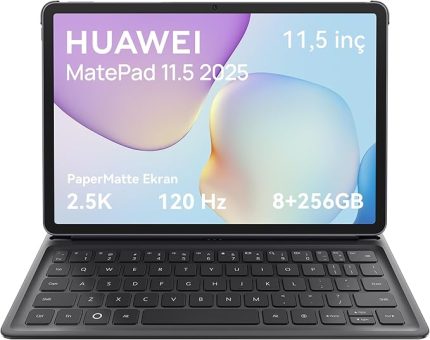 MatePad 11.5 2025 Tablet 2.5K 120Hz Göz Dostu PaperMatte Ekran, 8+256GB, 10100 mAh Pil, 40W SuperCharge, WiFi 6, Bluetooth 5.2, HUAWEI Notes, Dörtlü Hoparlör, Ayrılabilir klavye, Uzay Grisi