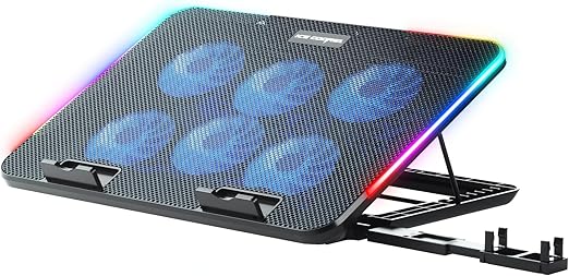 Gaming M60 Laptop Soğutucu, Notebook Stand,10 RGB ışık kontrolü, 15.6-17 inch, Hız kontrolü, 6 Büyük fan,Telefon standı, 2 USB - Görsel 5