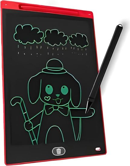 Çocuklar ve Yetişkinler için Dokunmatik Ekran Dijital Çizim Tahtası, Kalemli Yazı ve Çizim Tableti (Kırmızı, C-WT12)