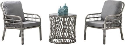 Tekli Rattan Bahçe Balkon Oturma Grubu Gri 700