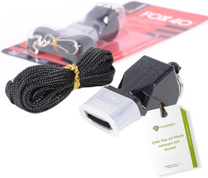 40 Bantlı ve ağızlıklı düdük (Komple profesyonel ekipman) I Renk Siyah I Orijinal CMG® Whistle Classic