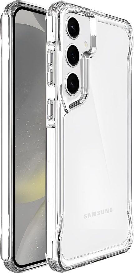 Samsung Galaxy S24 için Crystal Armor Serisi Şok Emici Yumuşak Silikon Kenar Arkası Sert Polikarbonat Darbeye Dayanıklı Şeffaf Kılıf