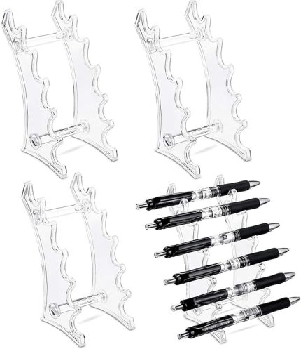 Kalem Teşhir Standı Seti Plastik Kalem Tutucu Kalem Teşhir Standları 6 Yuvalı Kalem Teşhir Standı Kaş Kalemi Standı Ev Okul ve Ofis Kullanımı için Makyaj Fırça Rafı Organizatör
