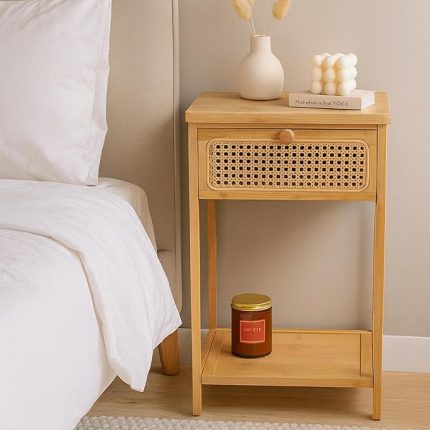 Rattan Komodin | Doğal Ahşap Şifonyer – Yatak Odası ve Salon Kullanımına Uygun