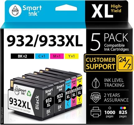 Ink HP 932 XL 933 XL 932XL 933XL 5 için uyumlu yazıcı kartuşları, çoklu paket (2 siyah ve camgöbeği/macenta/sarı) HP Officejet 6600 6700 7612 7510 7110 610 için yüksek kapasiteli kartuşlar
