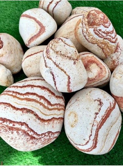 Sarı Renk Dolomit Taş 5 Kg 6-10 Cm Sarı Çizgili Bahçe Taşı Dekoratif Taş Peyzaj Taşı Saksı Dibi Taşı