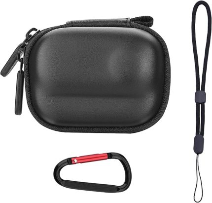 Insta360 GO 3/GO 3S için Taşıma Çantası, PU Sert Kabuk Lens Kapağı Koruma Küçük Saklama Çantası, Carabiner&Bilek Kayışı ile Mini Seyahat Taşınabilir Çanta Eylem Kamera Aksesuarları, siyah