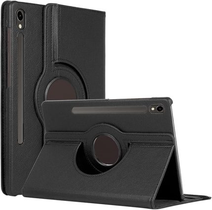 Samsung Galaxy Tab S9 X710 için Kılıf 360 Rotating Stand Deri Siyah [Galaxy Tab S9 X710 ile Uyumlu Kılıf - Siyah]