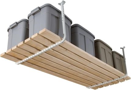 80842-10 Tavan Raf Kiti, 83 cm x 86 cm Ayarlanabilir, Garaj ve Atölye Saklama Rafı Seti, Beyaz