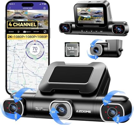 M660 4K 360° Dash Cam, 4 Kanal, 128GB eMMC, 5G WiFi, GPS, Gece Görüşü uyumlu