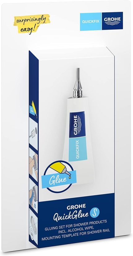 QuickGlue Set S, Banyo Ürünleri Yapıştırıcı, 1 Yapıştırıcı Tüp ve Temizleme Mendili, Fayans, Mermer, Taş, Cam, Beton, Ahşap, Plastik ve Metal üzerinde uygulanabilir, 41247000