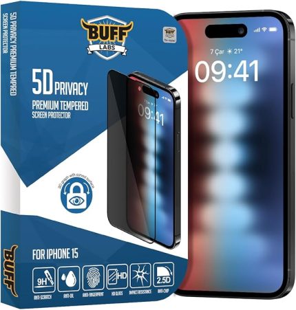 LABS iPhone 15 ile Uyumlu 5D Privacy Hayalet Ekran Koruyucu