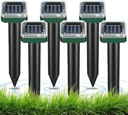 6 adet güneş enerjili köstebek korkutucu, ultrasonik köstebek korkutucu, tarla fareleri kovucu, dış mekanlar için, çim alanlardaki ve bahçelerdeki köstebek ve sincaplardan uzak tutmak için