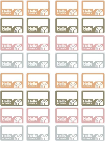 MY NAME IS Temalı İsimli Okul Etiketi Defter Kitap Kalem Sticker (4X2.7 cm) 30 Adet Boş (HELLO MY NAME IS 5)