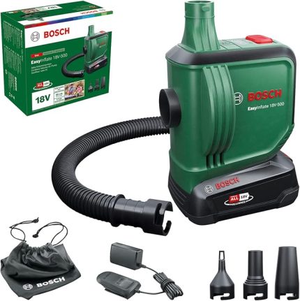 EasyInflate 18 V-500 hava yatağı için elektrikli hava pompası/hava pompası (1 x 2,0 Ah akü; 18 Volt sistem; şişirmek ve boşaltmak için; kartonda)