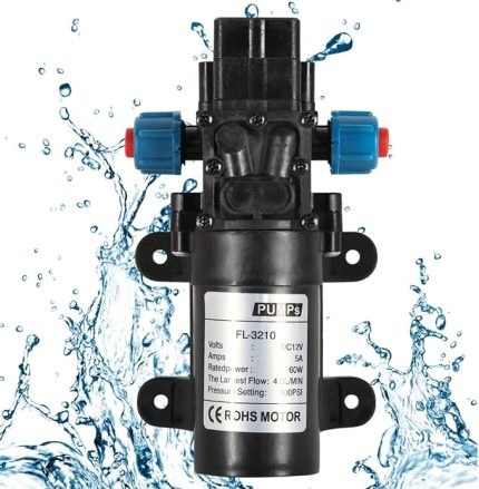 Diyaframlı Pompa DC 60W Yüksek Basınçlı Kendinden Emişli Pompa 100PSI 4L/dak Mikro Su Pompası Araba Yıkama Bahçe Su Püskürtücü için Otomatik Anahtar (Boyut: 12V)
