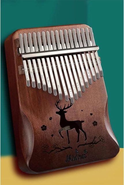 Hakiki Ağaç Kalimba Ahşap Geyik Desenli 17 Paslanmaz Tuşlu (FULL SET)