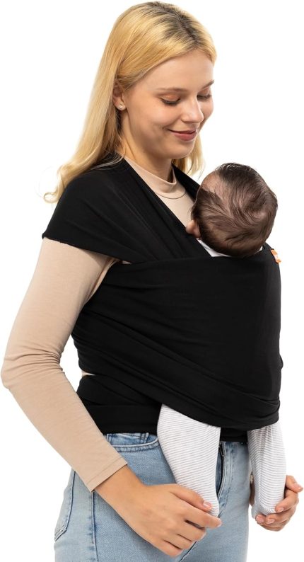 Wrap Sling - Esnek Bebek Taşıma Şalı - Yenidoğan Bebeklerin İhtiyacı Olan Ten Teması ve M Pozisyonu için ideal (Siyah)
