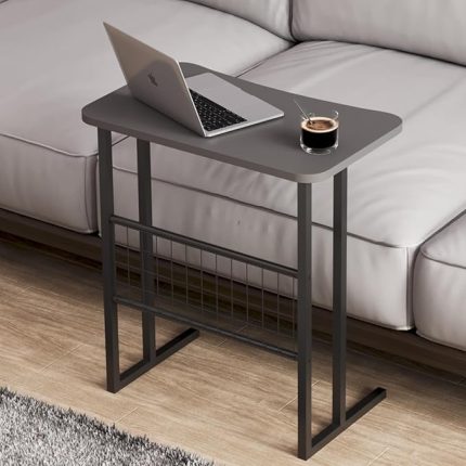 Metal Ayaklı Laptop Sehpası Koltuk Sehpası Kahvaltı Masası Çalışma Sehpası - Koyu Gri