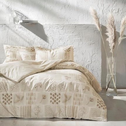 Benin Desenli Pamuk Nevresim Takımı, Kahverengi, Çift Kişilik