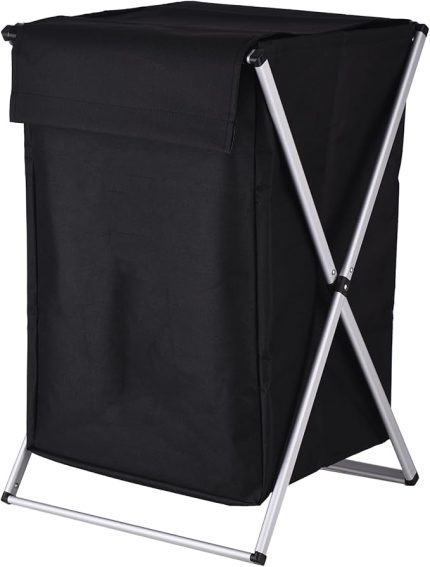 çamaşır Sepeti, Katlanabilir çamaşır torbası çamaşır toplayıcı Kirli Sepet su Geçirmez Banyo Yatak odası Için Evde 58x38x38 Cm (BLACK)