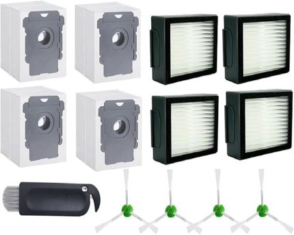 Roomba İ7 (7150) İ7+i7 Artı (7550) i7+i3+i4+i6+i8+ j7+/Plus,İrobot Roomba E5 (5150) E6 (6198) Serisi Uyumlu Hepa Filtre Yan Fırça Toz Torbalı Yedek Parça Seti-13 Parça