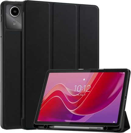 Lenovo Tab M11 için Ultra İnce PU Koruyucu Kılıf Kalem Tutuculu Tablet Kılıfı Lenovo Tab M11 2024 TB330FU için, Siyah