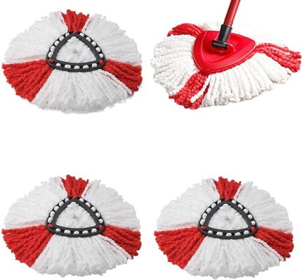 Vileda ile Uyumlu 4 Adet Döndürme Paspas Kafaları Değiştirme, O-Cedar Spin Mop, Kolay Temizleme Yedekleri Mikrofiber Paspas Kafaları, Zemin Temizliği için 360 Derece Kolay Sıkma Toz Paspas Kafası