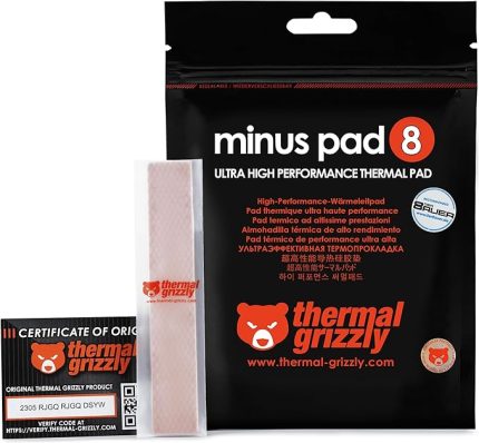 Grizzly - Thermopad Minus Pad 8 - Silikon, Kendinden Yapışkanlı, Isı İleten Isı İletimi Pedi. Bilgisayarın Veya Konsolun Isıtma Elemanlarını İletir Ve Soğutur. (120 × 20 × 1,5 Mm)