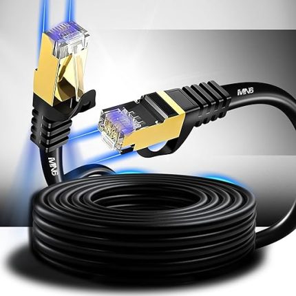 M109f Cat7 Kablo 15 Metre/10gbps-50 Mikron Altın Kaplama/STP/Cat7 Ethernet Kablosu (M109 CAT7, SIYAH, 15 METRE)