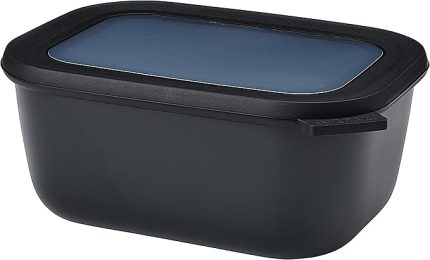 - Multi Bowl Cirqula Rectangular - Kapaklı saklama kabı - Buzdolabı için hava geçirmez saklama kutusu, mikrodalga fırın kabı ve saklama kabı olarak uygundur - 1500 ml - Nordic Black