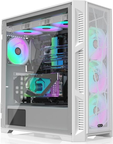 PONOS Ultra Beyaz MS4 E-ATX Orta Kule PC Kasası, Açılan Temperli Cam Yan Panel, Ön Kurulum 4 ARGB Fan, Mesh Ön Panel, Beyaz (0R20B00228)