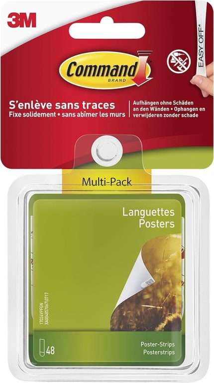 Poster şeritleri, 48 küçük yapışkan şerit – Posterleri, afişleri, takvimleri veya resimleri çerçevesiz asmak için ideal
