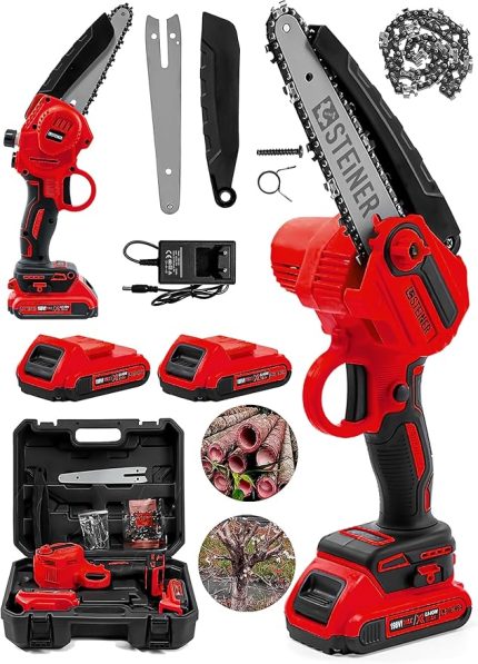 Alman 198 Vf 10 Ah 25 Cm Bakır Sargılı Akülü Dal Kesme Budama Testere Bıçkı Makinesi Kırmızı