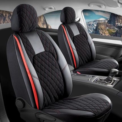 C-HR ile Uyumlu Lüx Yarı Deri Oto Koltuk Kılıfı Ön Arka Takım Chester SİYAH KIRMIZI