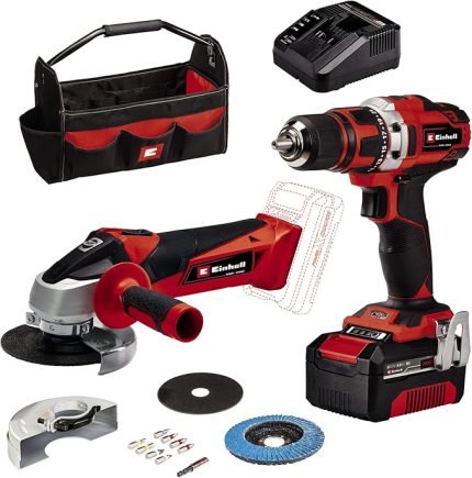 Akülü Alet Seti TE-TK 18/2 Li Kit (CD+AG) Power X-Change (Li-Ion, 2x 18 V, 1x 4 Ah akü ve şarj cihazı, avuç taşlama aksesuarları, uç kutusu, çanta dahil) - 4257240