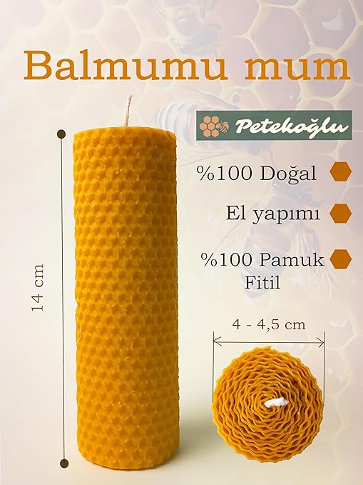 Balmumu Mum Dekoratif Hediye Kutusu 4 Lü Set Doğal Petek Beeswax Candle Açmış Gül (Yeşil Krem süslemeli açmış gül) - Görsel 3