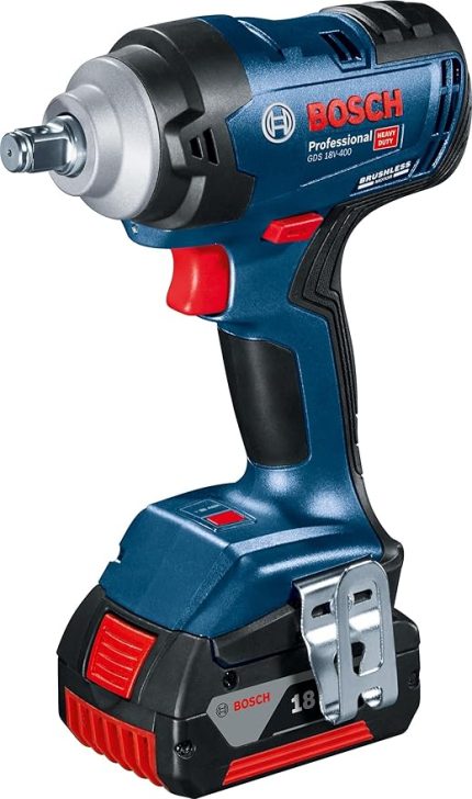 Professional GDS 18V-400 Akülü Darbeli Somun Sıkma (18 Volt, 2 x 5,0 Ah Akü, Şarj Cihazı, Plastik Çanta, 400 Nm maks. tork, 1/2" kare uç girişi)