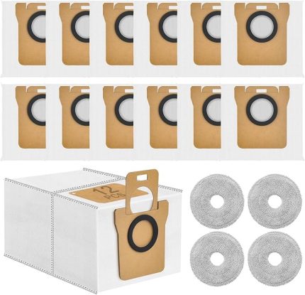 X20+ / X10+, Dreame L10s Ultra / L20 Ultra / L10 Ultra / L10 Ultra Elektrikli Süpürge Yedek Parçaları Aksesuarları Vakum Çantası Robot Yedek Toz Torbası 2,5 Litre Kit + 4 Paspas Bezi