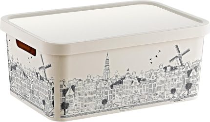 Stafi Desenli Çok Amaçlı Kapaklı Kutu 4,5 LT AMSTERDAM