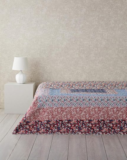 Home Fanciful Patchwork Çift Kişilik Çok Amaçlı Örtü Bordo