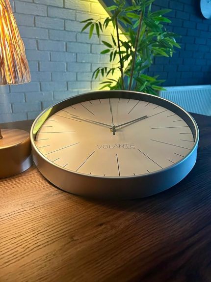 Modern Duvar Saatleri NOBLE Serisi 35 cm Ø Gerçek Cam Ev/Ofis/Mutfak/Sınıf/Okul Sessiz & Akar (GÜMÜŞ)