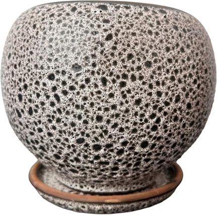 Tasarımı Ev Dekorasyon Krem Kahve Şekilli Artistik Çift Sırlı İç Ve Dış Mekan Kullanımlı Tabaklı Toprak Terrakota Saksı Saksılık Salon Çiçeklik