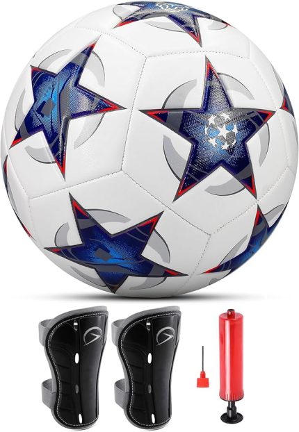 Set Futbol Topu Tekmelik Şampiyonlar Ligi Pompalı Sert Zemin Halı Saha Futbol Topu Mavi No:5