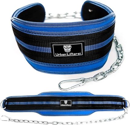 Lifters Dip Kemeri. 32 inç uzunluğunda, sağlam çelik zincirli daldırma kemeri. Ekstra kalın 6 inç sırt desteği. Ağırlık ve barfiks kemeri, barfiks, dip, ağırlık kaldırma ve güç kaldırma için
