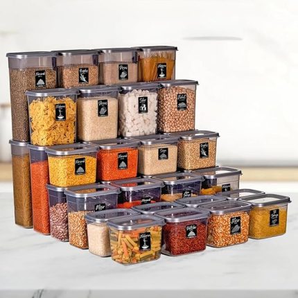 Adet 72 Parça 1,2-2,0-3,2 Litre Dikdörtgen Erzak Bakliyat Saklama Kabı Seti 60 Etiketli Çeyiz Set