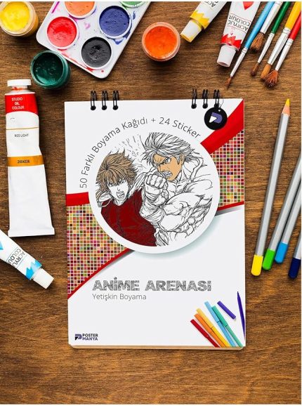 Arenası Manga Yetişkin Boyama Kitabı, Anime Mandala Boyama Kitabı, Boyama Defteri, Sayfaları, Yetişkinler İçin Boyama Seti