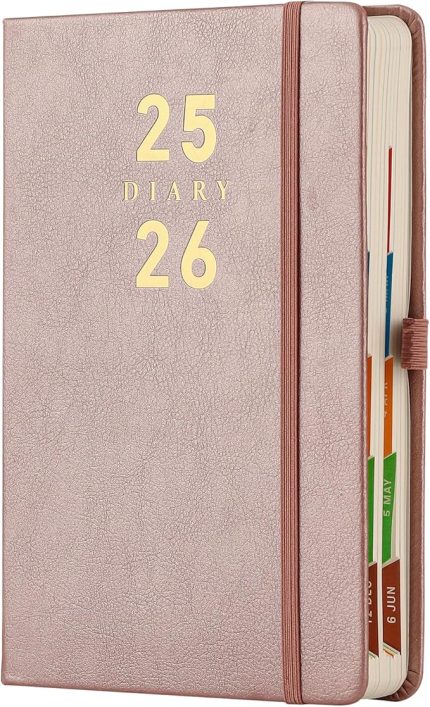 2026 Akademik Günlük A5,Günlük Ajanda Planlayıcı 2025-2026 Günde Bir Sayfa,Renkli Yan Sekmeler, Ciltli Yıl Ortası Günlüğü,Kalemlik,