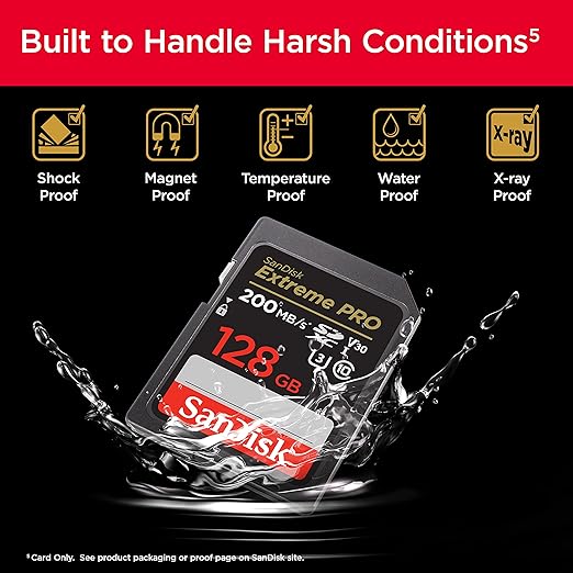 Extreme PRO SDXC UHS-I Hafıza Kartı, 128 GB, 200 MB/sn Aktarım Hızı, U3: UHS Speed Sınıf, V30: Speed Sınıf, 4K UHD Videolar, QuickFlow Teknolojisi, Isıya Dayanıklı - Görsel 5