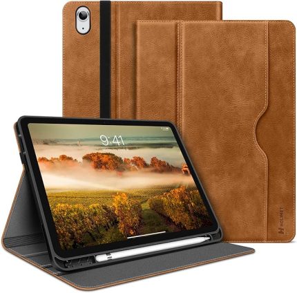 HOLIMET iPad 10 Nesil 2022 Kılıf, Kalem Tutuculu PU Deri TPU Arka Kapak, Darbeye Dayanıklı Koruyucu, Otomatik Uyku/Uyanma, 10,9 inç - Kahverengi